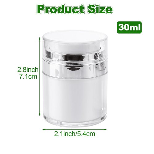 YOUNTHYE 10PCS 1 oz Airless Pump Jar Bulk 30ML Moisturizer Pump Dispenser Empty Pump Moisturizer Container Vacuum Cosmetic Travel Containers Refillable Moisturizer Container for Creams Gels Lotion