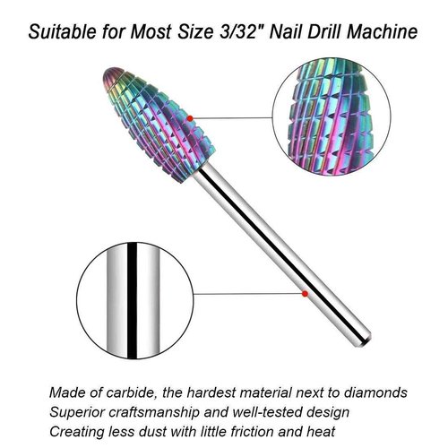 Makartt Nail Drill Bits Set with Nail Drill Bits Holder Bundle, 10Pcs Tungsten Carbide Nail Drill Bits, Nail Bits Organizer Container 30 Holes Manicure Tools (Not Inlcude Drill Bits)