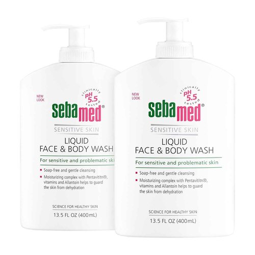SEBAMED Liquid Face & Body Wash with Pump, 400ml, 2 Pack