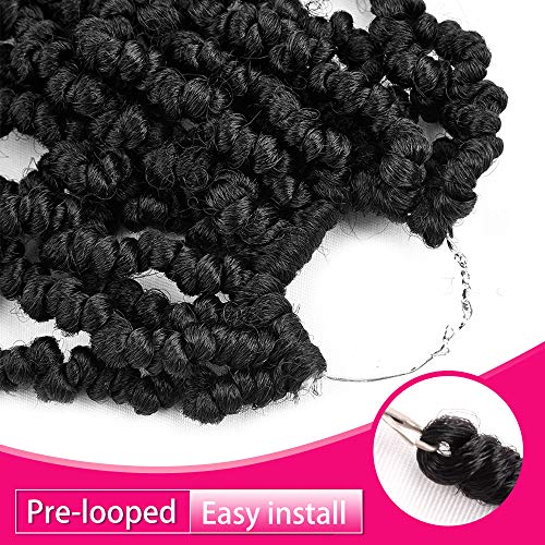 4 Packs Short Curly Spring Pre-twisted Braids Synthetic Crochet Hair Extensions 6 inch 15 strands/pack Ombre Crochet Twist Braids Fiber Fluffy Curly Twist Braiding Hair Bulk (6“ (pack of 4), 1B#)