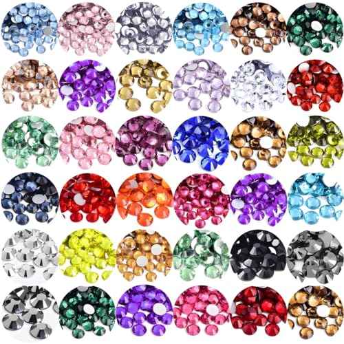Flatback Rhinestones Round Gems for Nails Art and Crafts 4000Pcs SS12 3mm Glitter Crystals Stone DIY Bags Clothes Shoes (Pink)