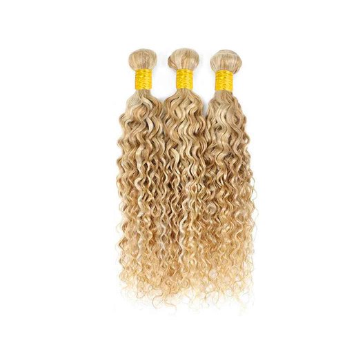 P27/613 Highlight Blonde Bundles Water Wave Bundles Human Hair 24 26 28 Inch Unprocessed Brazilian Virgin Weave Hairs Honey Blonde 3 Bundle 50 Gram Per Bundle Human Hair Extensions