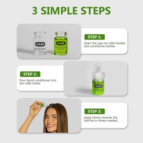 Hair Regrowth System, Hair Growth Serum with Micro Roller & Ginger, Rosemary for Women & Men, Fights Thinning Hair for Thicker Healthier Hair in Several Weeks