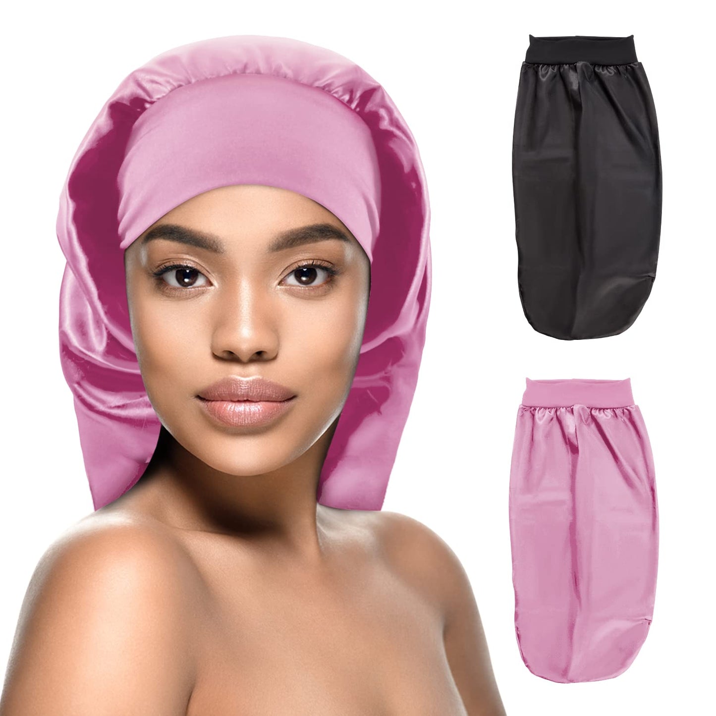 Kenllas Long Satin Sleep Bonnet -Extra Large Night Cap for Women with Long Curly Dreadlock Braid Hair