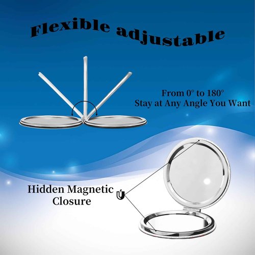 KWSAAHU Double-Sided Pocket Compact Mini Makeup Mirrors 1x, 2X Magnifying Mirror Portable Foldable Round Small Purse Mirror Suitable Daily Travel Party for Woman Man - Beautiful Cherry