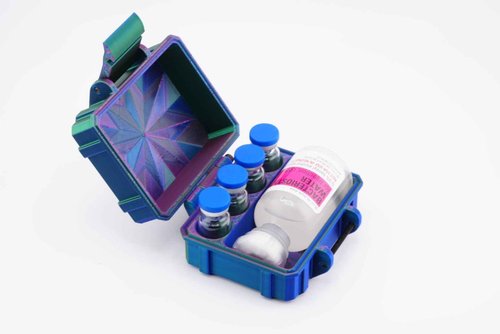 Vial Guard Storage Hard Case for 3ml, 5ml, 10ml, 30ml Vials, Secure Holder Multiple Sizes (Metalic, 4 x 3ml 1 x 30ml)