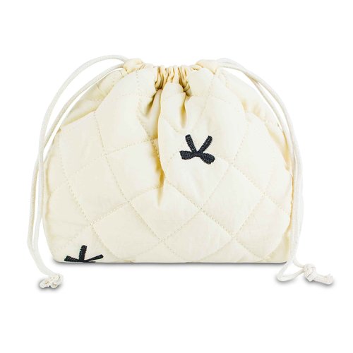 AMZMA Quilted Makeup Bag for Women, Coquette Aesthetic Cosmetic Bag, Cute Travel Toiletry Bag, Cotton Drawstring Pouch for Women and Girls