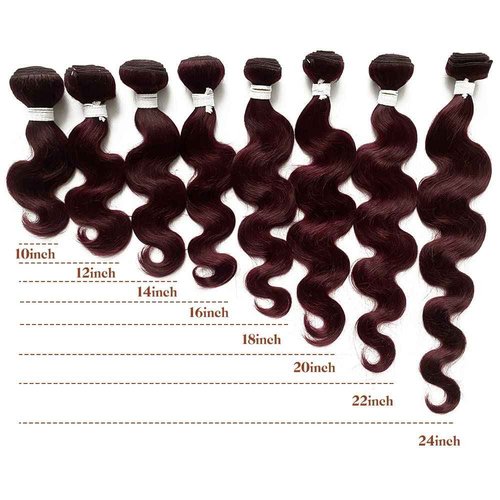 REMY HAIR 99j Bundles Body Wave Human Hair Bundles Red Burgundy Hair Extension 1 Bundle16 Inch Unprocessed Brazilian Virgin Human Hair for Black Women Body Wave Bundles