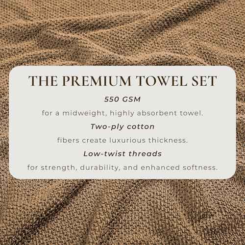 Great Bay Home Taupe Washcloth Set ? 100% Cotton 12-Pack 13"x13", Absorbent & Quick-Drying, Soft & Durable