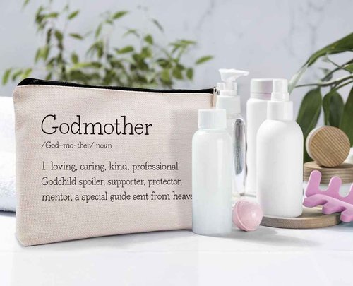 Dwept Godmother Definition Cosmetic Bag - Proposal and Mothers Day Birthday Gift from Godchild - Makeup Bag for Purse 383