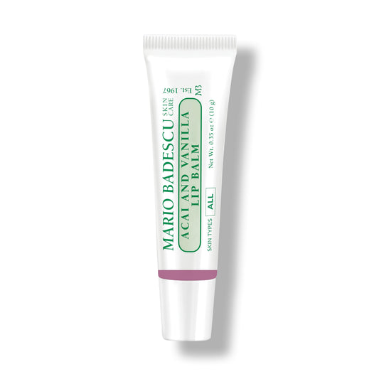 Mario Badescu Moisturizing Acai and Vanilla Lip Balm for Dry Cracked Lips, Infused with Coconut Oil and Shea Butter, Ultra-Nourishing Lip Care Moisturizer for Soft, Smooth and Supple Lips, 0.35 Oz