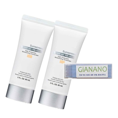 Makeup base, Facial Sunscreen For a.t.o.m.y beige color Sun SPF50+ PA+++, 60ml(2 fl.oz.) 2pcs / Cotton swab included