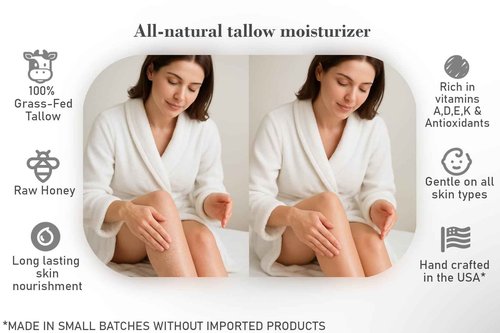 Bear Bird 100% Grass-Fed Tallow & Honey Lotion with Olive Oil & Lavender Essential Oil 16 ounce