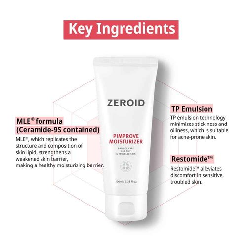 ZEROID | Pimprove Moisturizer Cream | Hyaluronic Acid Moisturizer Face Cream | Korean Face Lotion for Women and Men | Korean Skin Care | Skin Barrier Moisturizing Facial Care | 3.38 fl oz (100ml)