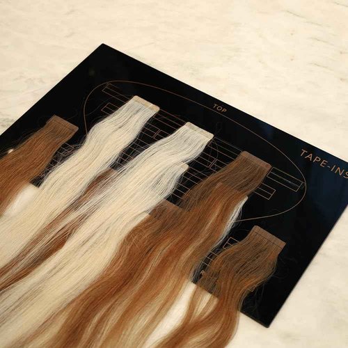 GlamorDove Tape In Placement Board Kit with Double Sided Tapes Acrylic Hair Extension Holder Head Chart for Tape In Extensions Hair Extension Organizer