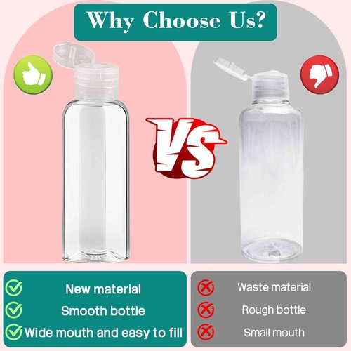 100pcs Empty 3.4 oz Travel Bottles with Flip Cap Tsa Approved Leakproof Plastic Squeeze Small Shampoo Bottles for Toiletries Liquids Travel Essentials Containers for Lotion, Party favors, Bulk Gifting