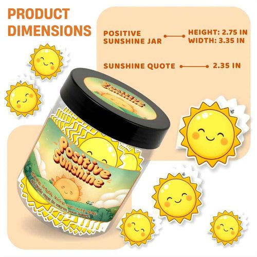 Positive Sunshine Jar - 60 Affirmation Cards, Emotional Support, Yellow - Sunflower - Sunshine Gifts, Stocking Stuffers, Christmas Gifts, Human Sunshine Gift For Women, Cowokers, Friends, Teens