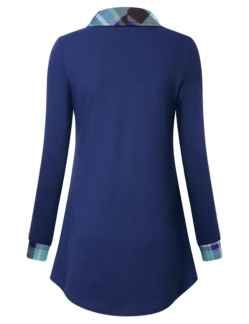 VALOLIA Tunic Tops to Wear with Leggings Dressy,Sweaters for Women Plus Size Womens Tops Fall 2025 Tunic Sweaters for Women Trendy Zipper Neck Fashion Long Sleeve Loose Sweatshirt Blue XX-Large