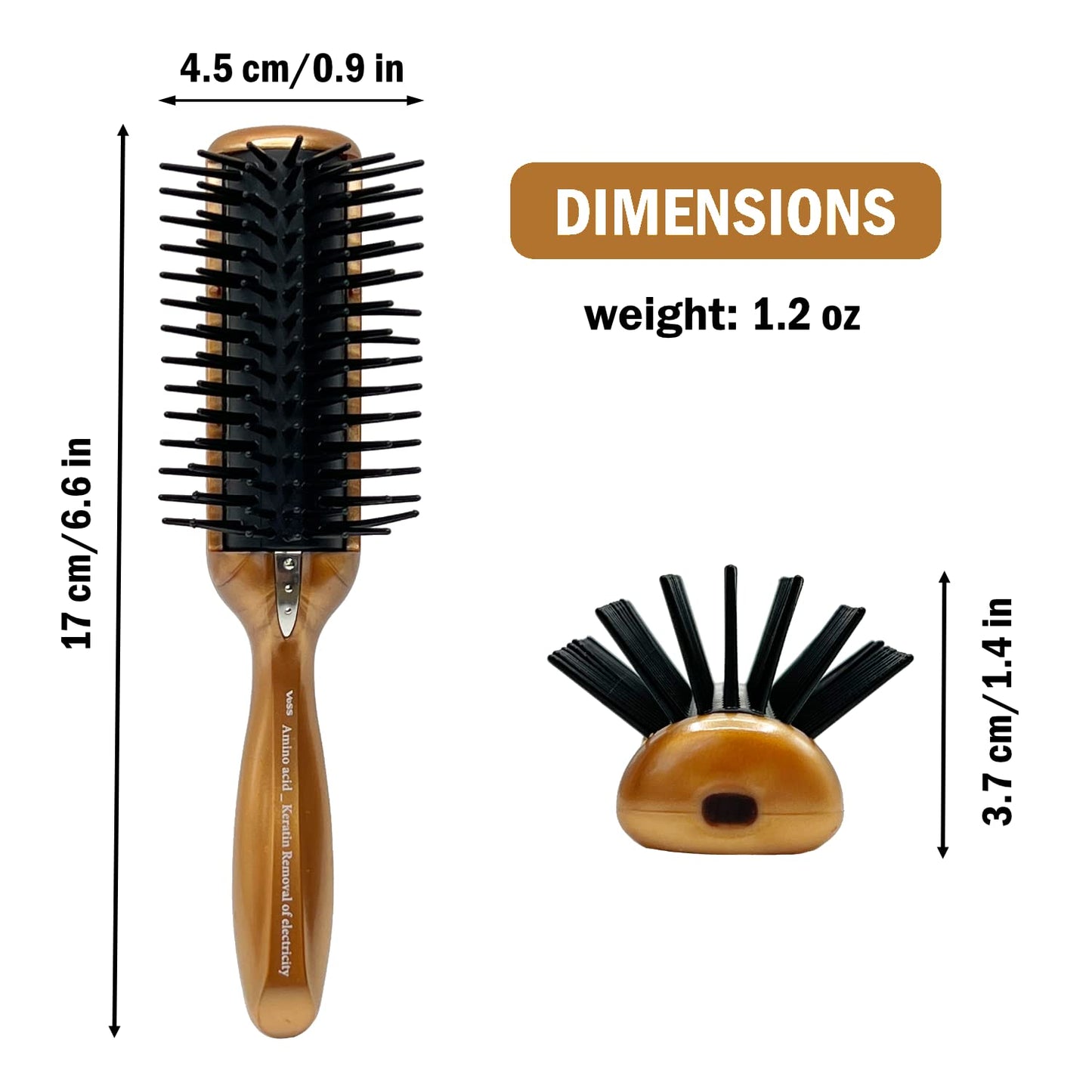 Anti Static Blow Dryer Brush, Travel Hair Straightener Brush for Women and Men, Detangling Blow Drying Hairbrush with Stainless Steel Bristles and Ground Wire (Large)