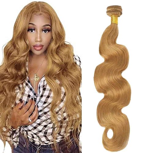 #27 Honey Blonde Bundle Human Hair Blonde Human Hair Bundles Body Wave 1 Bundle Color 27 24 Inch Blonde 100G/PC Unprocessed Brazilian Virgin Double Weft Hair Extension