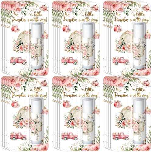 30 Pack Fall Little Pumpkin Baby Shower Games Prizes Gifts Bulk Pumpkin Pie Scented Lip Balms Favors for Boys Girls Pink Gender Reveal Decoration Halloween Autumn Thanksgiving Baby Shower Bags Stuffer