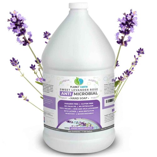 Plainly Earth Antimicrobial Liquid Hand Soap (1 US Gallon) - Antibacterial Soap Refill - Hand Soap Refill Bottle - Cruelty Free Moisturizing Soap, Sweet Lavender Rose
