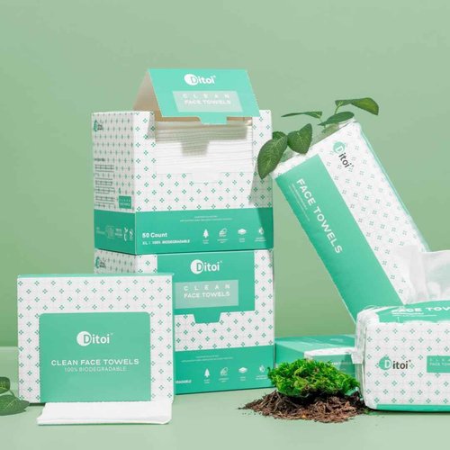 Ditoi Disposable Face Towels,Ultra Thick Face Towelettes XL, Lint-Free Facial Wipes for Makeup Removal & Gentle Skin Care,10"×12",150 Count (3 Pack),Pearl-textured