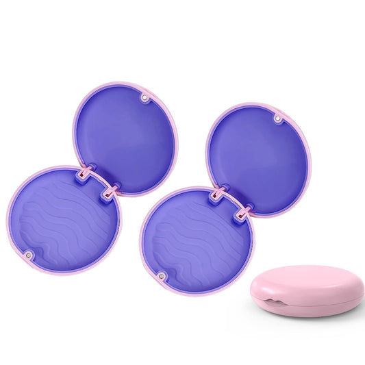 Aligner and Retainer Case, YOUYA DENTAL 2PCS Solid Orthodontic Aligner Retainer Case Denture False Box, Mouthguard Case Holder Protective Case without Mirror for Oral Care Dentisty-Pink