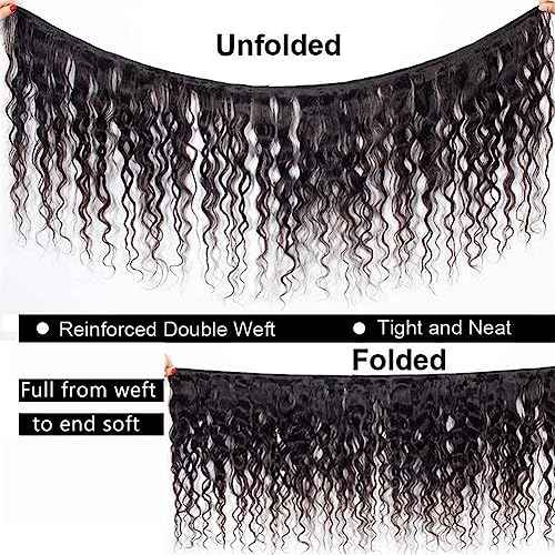 Water Wave Bundles Human Hair Soft Brazilian Virgin Human Hair 100% Unprocessed Wet and Wavy Curly Bundles Natural Black Color Can Be Dyed Total 300g 18 20 22 Inch