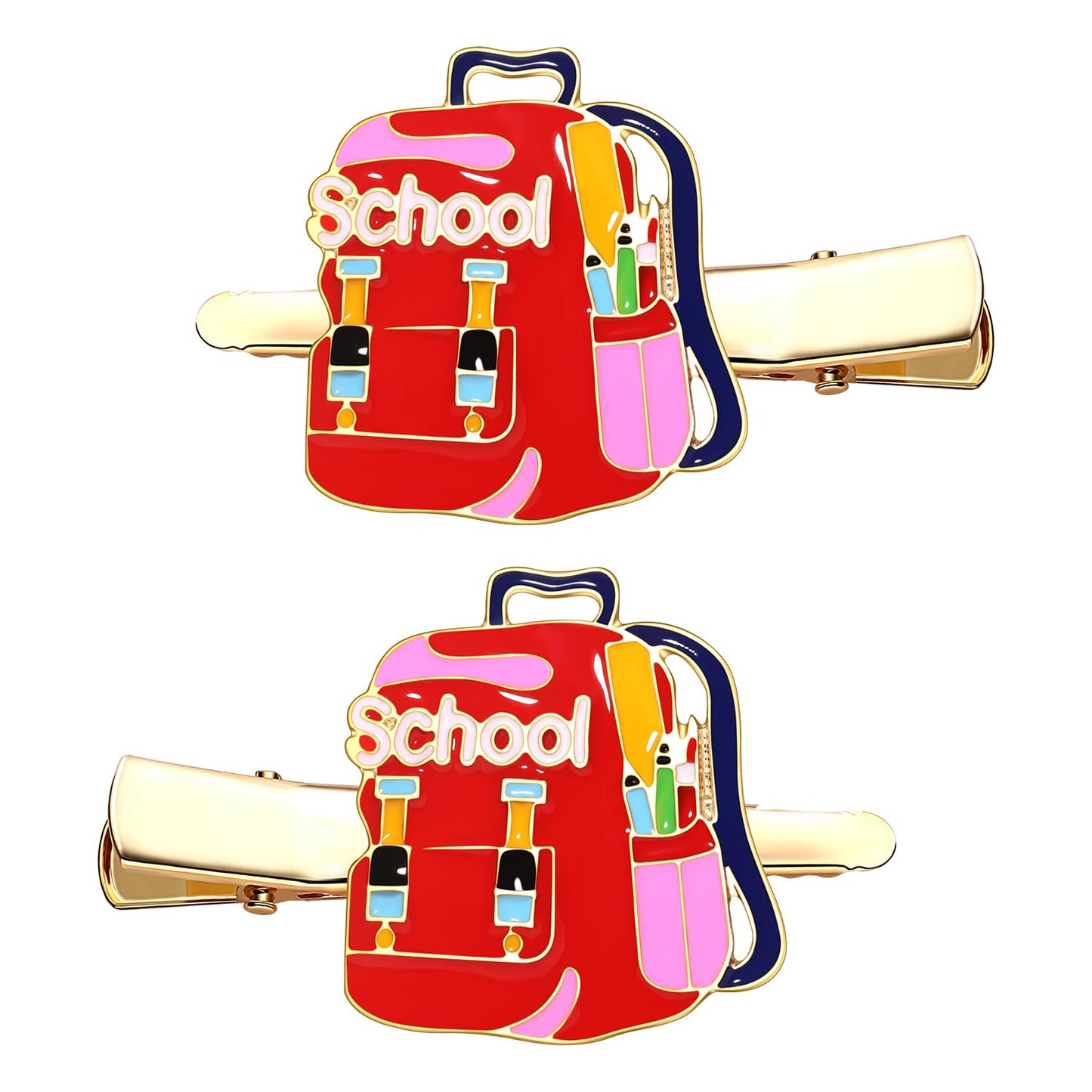 Back to School Hair Clips,Cute Schoolbag Book Hair Clips School Bus Hairpins Back-to-school Gifts Fun Hair Accessories for Teacher Students