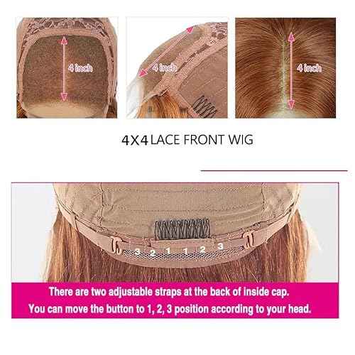 MUPRETTY 18A Raw Brown Bob Wigs Human Hair 4x4 Lace Closure Wig Brown Wig Human Hair Keep Silky And Smooth After Multiple Washes(14Inch)