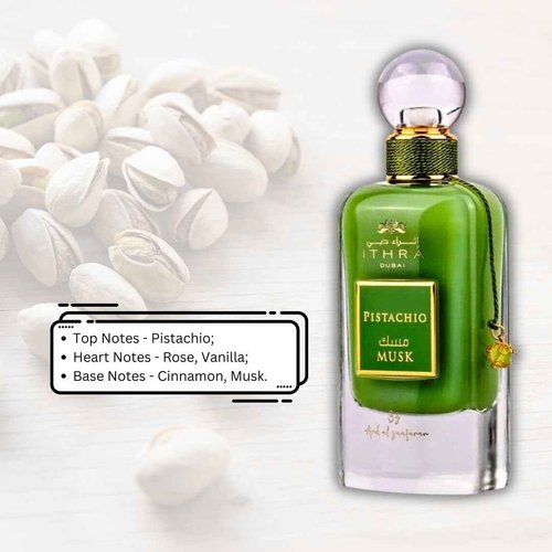 Ard Al Zaafaran Ithra Dubai Pistachio Musk for Unisex Eau de Parfum Spray, 3.4 Ounce