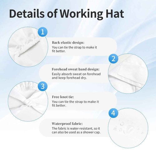 Dental Orthodontics Scrub Caps with Sweatband Adjustable Working Cap Surgical Headgear for Women Men