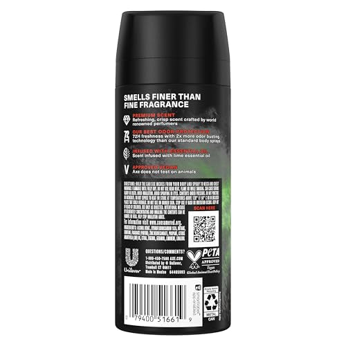 AXE Fine Fragrance Deodorant Body Spray for Men 3 Pack Watermelon Freeze Aluminum Free 4.0 oz