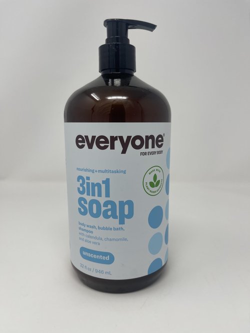 Everyone, Soap 3 in 1 Unscented, 32 Ounce