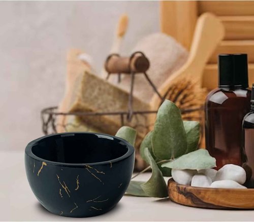 dgudgu Marbled Shaving Mug - Black Resin Shave Cream & Soap Bowl - Cup