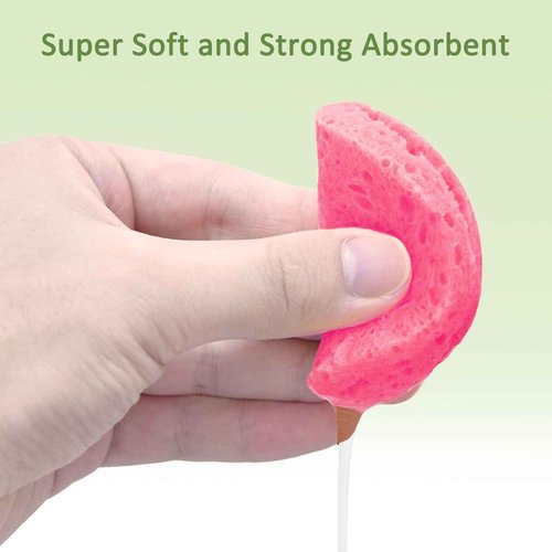 Beieverluck 300 Count Compressed Facial Sponges for Cleansing Natural Cellulose Disposable Face Sponge Spa Sponge for Face Cleansing Exfoliating Makeup or Mask Removal, Pink