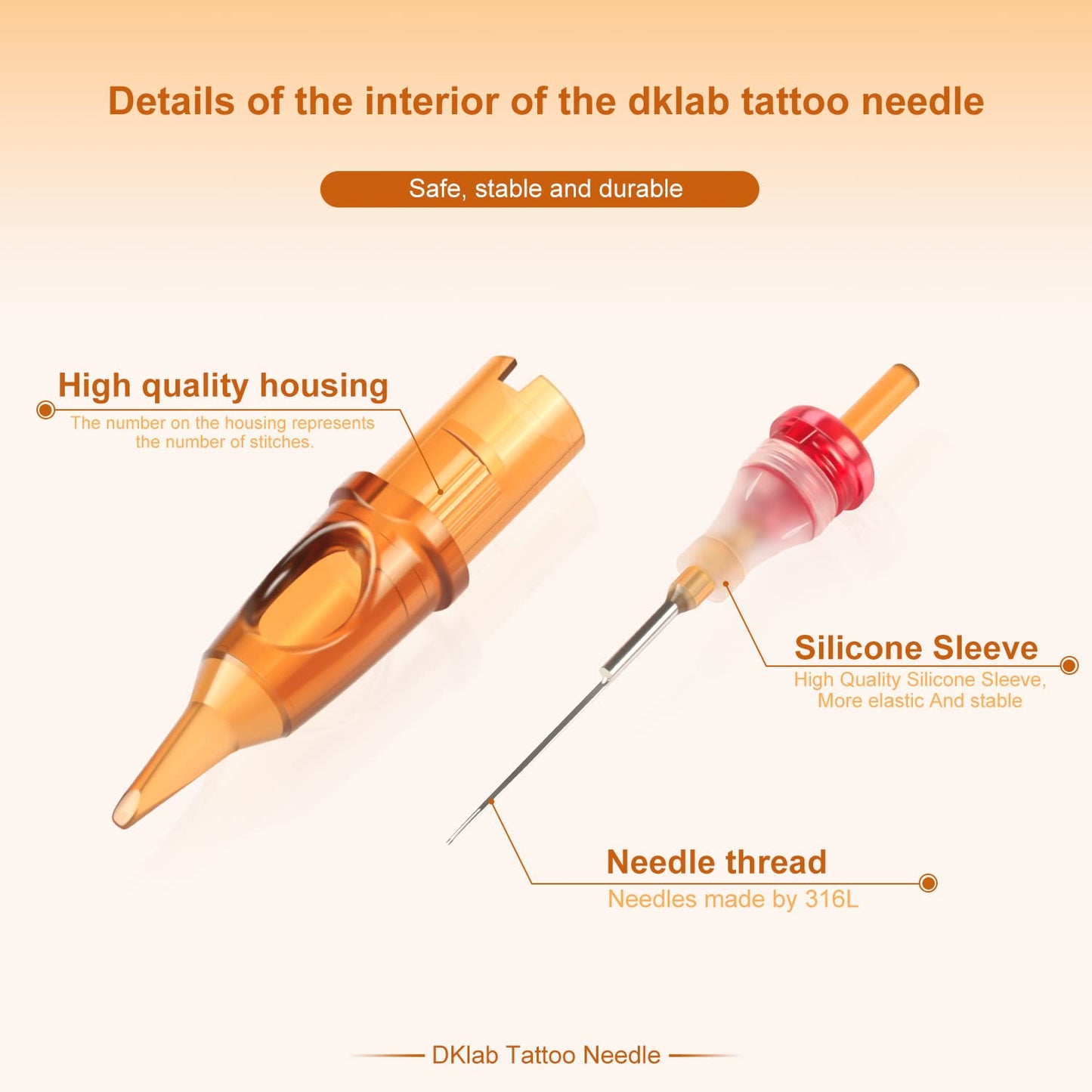 DKLAB Tattoo Cartridge Needles 20Pcs Pack Safety Tattoo Needle Cartridges #12 Bugpin Round Liner Long Taper Tight 1211RL 0.35mm/11RL (1211RL)