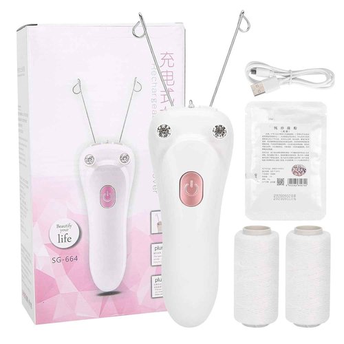 Ladies Facial Hair Remover Electric Women's Beauty Epilator, Cordless Electric Facial Threading Hair Removal for Women, Rechargeable Face Hair Remover Cotton Thread Epilator Body Hair Removal Device