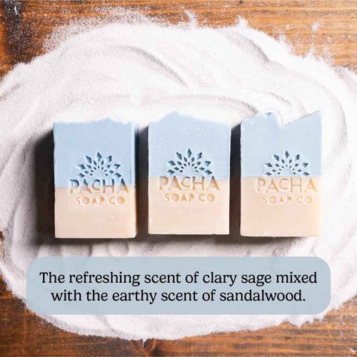Pacha Soap Co. Sand & Sea Bar Soap - Sea Salt Scent, Volcanic Ash & Pumice, Exfoliating & Hydrating Body and Face Wash with Essential Oils, Handcrafted and Made in the USA, 5-Pack (4 oz Each)