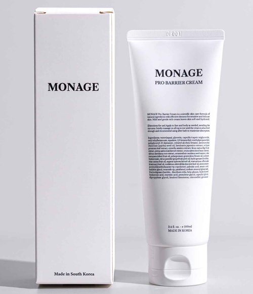 MONAGE Pro Barrier Cream, Korean Moisturizer Face Cream - Vegan, Hydration Boost, Gentle Formula, Soothing for Extremely Dry Skin, Nourishing, 3.4 fl oz (100ml)