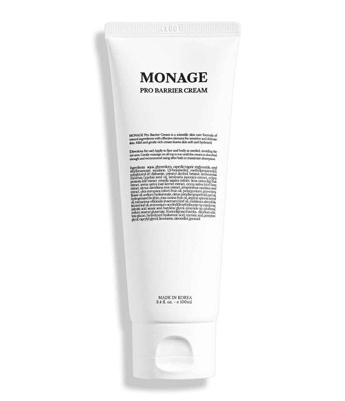 MONAGE Pro Barrier Cream, Korean Moisturizer Face Cream - Vegan, Hydration Boost, Gentle Formula, Soothing for Extremely Dry Skin, Nourishing, 3.4 fl oz (100ml)