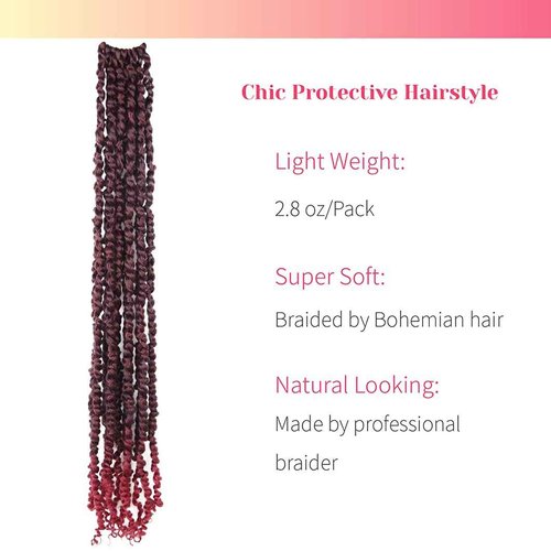 BOHOBABE Long Pre-twisted Passion Twist Crochet Hair 30 Inch Pre-looped Long Crochet Passion Twist Braiding Hair 8 Packs Soft Bohemian Twists (T118)