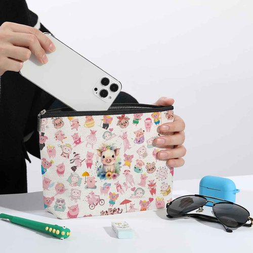 ZHAMEN Pig Gifts Pig Makeup Bag Pig Lover Gifts for Women Female Her Teen Girl Daughter Sister Animal Lovers Girlfriend BFF Best Friend Farm Animals Cosmetic Bag Mothers Nurse Day Graduation Birthday