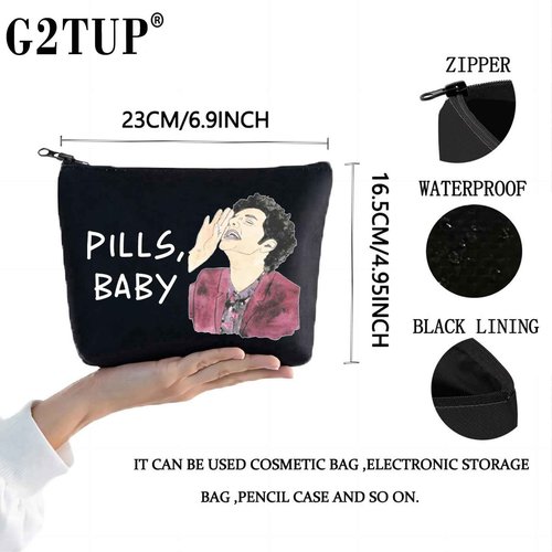 G2TUP John Raffio Travel Cosmetic Bag Leslie & Tom Fans Gift Pills Baby Zipper Pouch Bag Parks Manager Merch (Pills Baby BL MG)