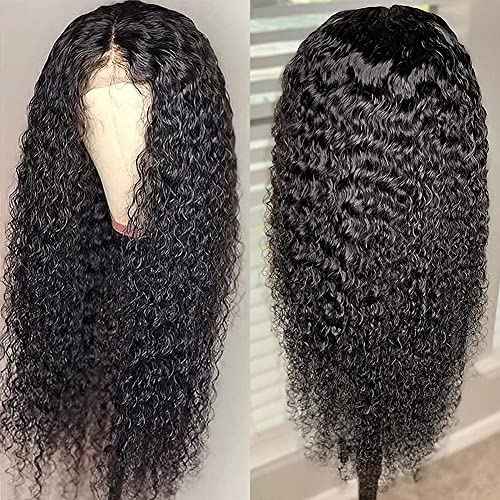 Bangjazz 4X4 Lace Front Wigs Human Hair Water Wave Wig 180% Density Brazilian Virgin Hair Pre Plucked with Baby Hair Wigs for Black Women Deep Water Wig 18 Inch Natural Color (18 Inch,Water Wave Wigs)