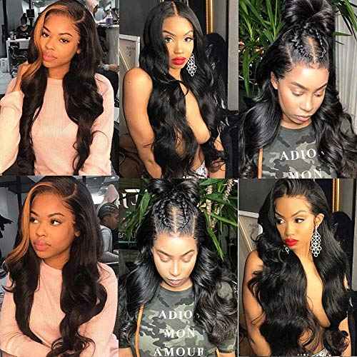 ALLRUN Body Wave Lace Closure Wigs Human Hair 4x4 Lace Front Wigs With Baby Hair(16 inch) Body Wave Lace Wigs For Black Women Natural Color 150% Density