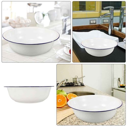 Healeved Enamel Wash Basin 28cm Large Enamel Mixing Bowl Face Washing Basin Sourdough Bowl Footbath