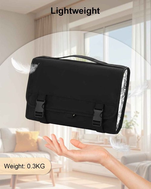TANTO Travel Makeup Bag, Hanging Makeup Organizer Bag Lightweight Waterproof Large Cosmetic Case Black Toiletry Bag Portable Pouch for Makeup Accessories