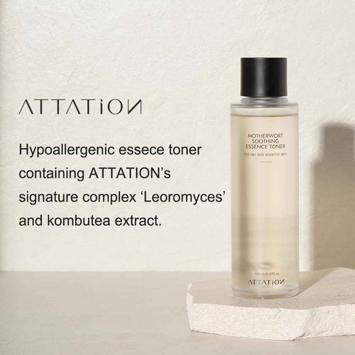 ATTATION Motherwort Soothing Essence Facial Toner, Herbal Extract, for Dry and Sensitive Skin, Vegan Korean Skincare, Refreshing, Hydrating, Purifying for Glow and Glass Skin 150ml / 5.07fl. oz.